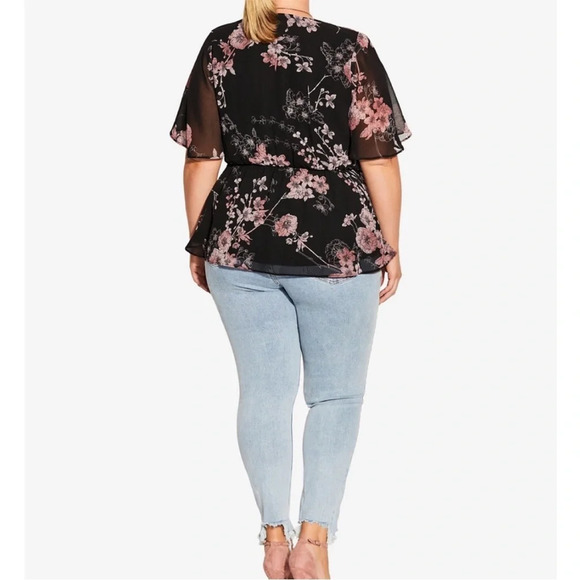 EUC City Chic Blossom Love Top, Size S/16, Black - Picture 2 of 9